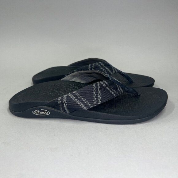 Chaco Sandals Men's 7 Black & Gray Outdoor Athletic Beach Toe Post Flip Flops - Picture 1 of 9